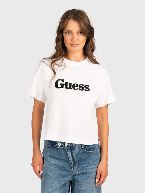 Cotton T-shirt with rhinestones - 1