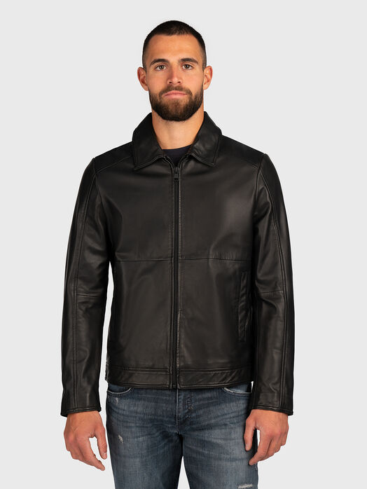 Leather jacket with slim fit