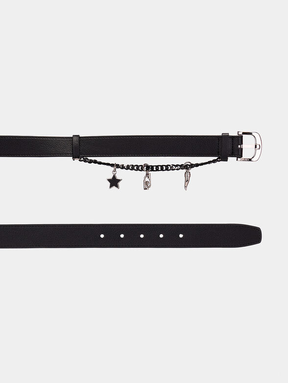 Belt with accent chain and logo charms - 2