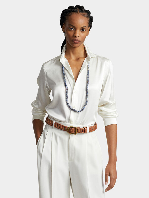 Silk shirt in ecru color - 1