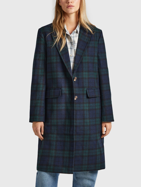 EILEEN coat in wool blend with checked print - 1