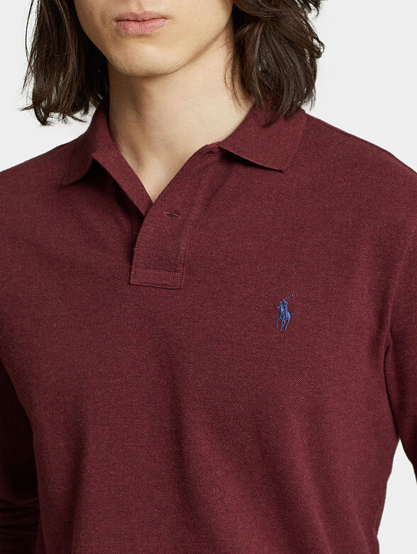 Long sleeve polo shirt in bordeaux color - 3