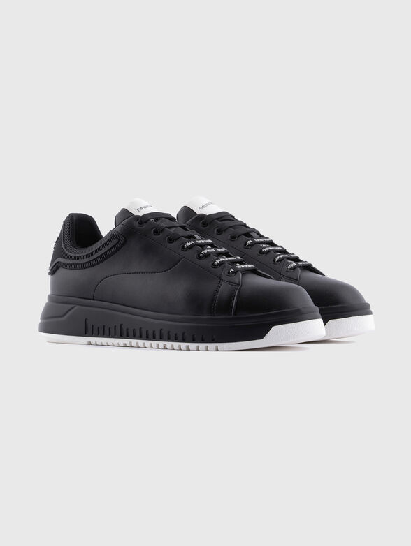 Black leather sport shoes - 2