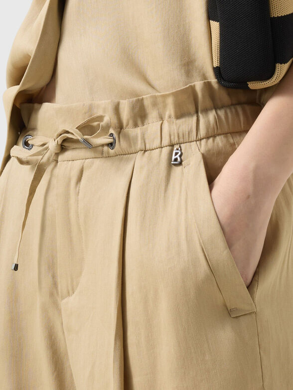 Candy linen blend pants in beige - 4