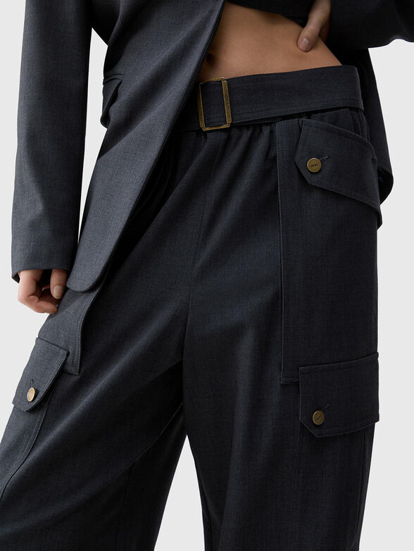 Flannel cargo pants with side pockets - 3