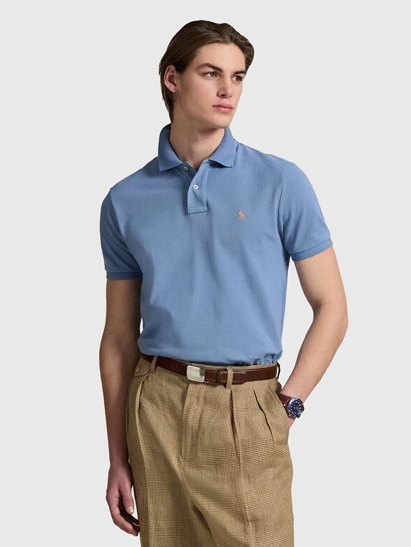 Cotton polo shirt with buttons and short sleeves - 1