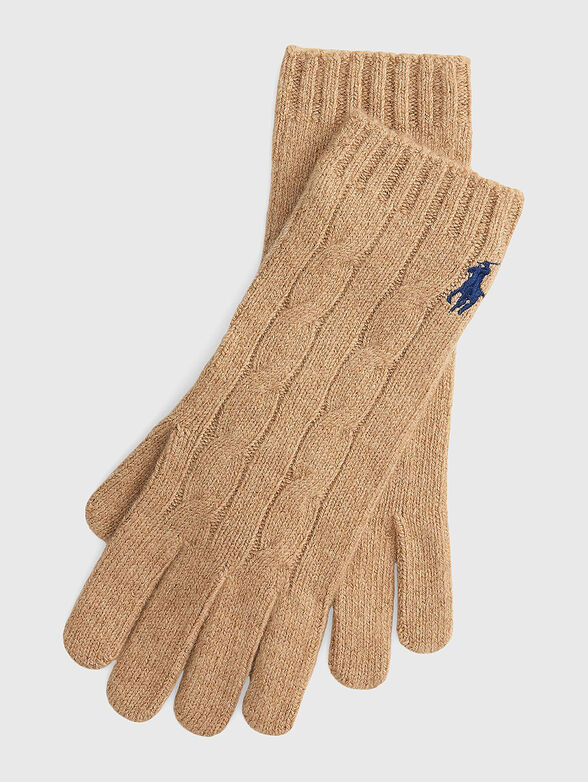 Wool gloves with logo embroidery - 1