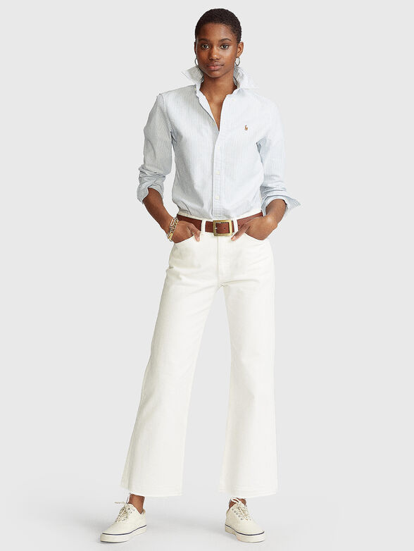 Embroidered logo striped shirt  - 2