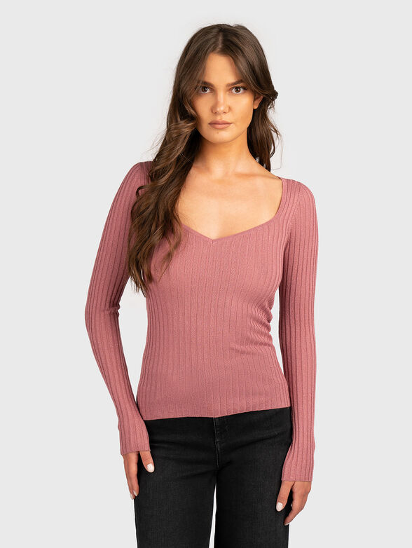 Blouse with accent neckline - 1