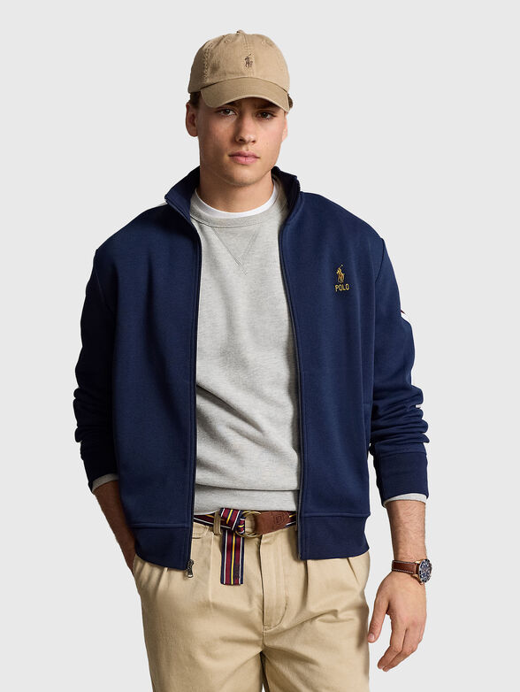 Logo-embroidered sweatshirt in blue - 1