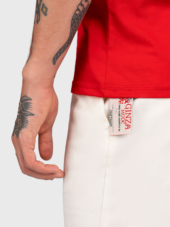 Red T-shirt with colorful print - 5