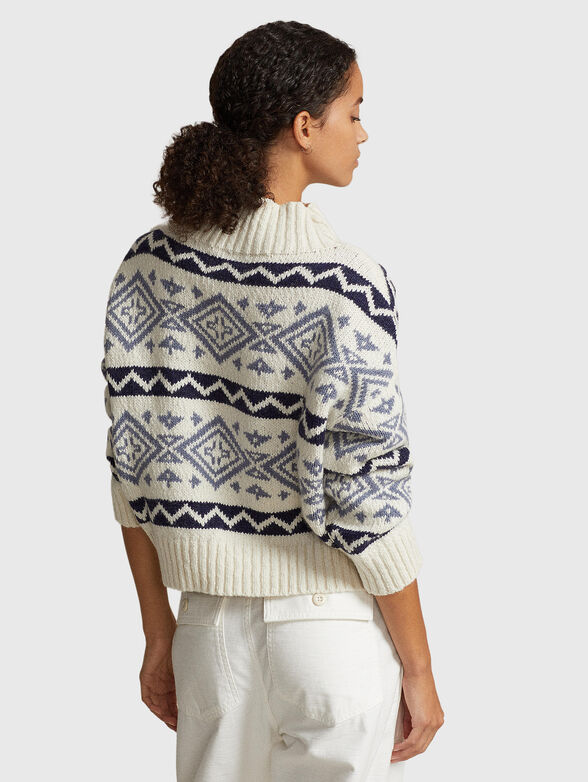 Sweater in wool blend with geometric motifs - 3