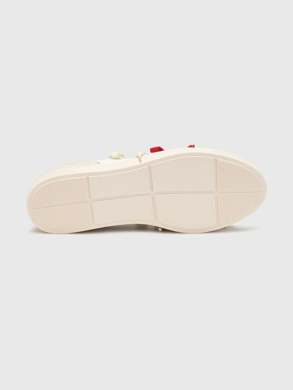 Leather sneakers with accent laces - 5