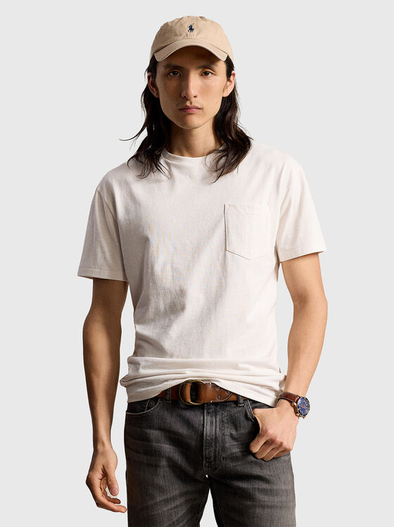 White cotton T-shirt with pocket - 1