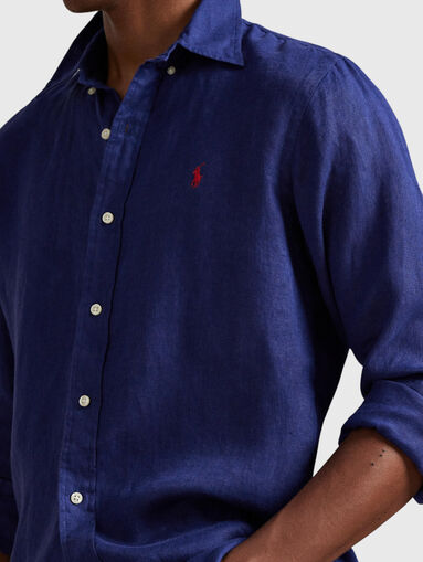 Navy blue linen shirt - 4