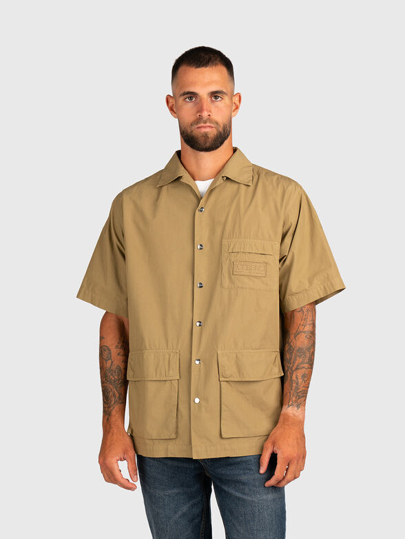 Short sleeved cotton shirt with accent pockets - 1