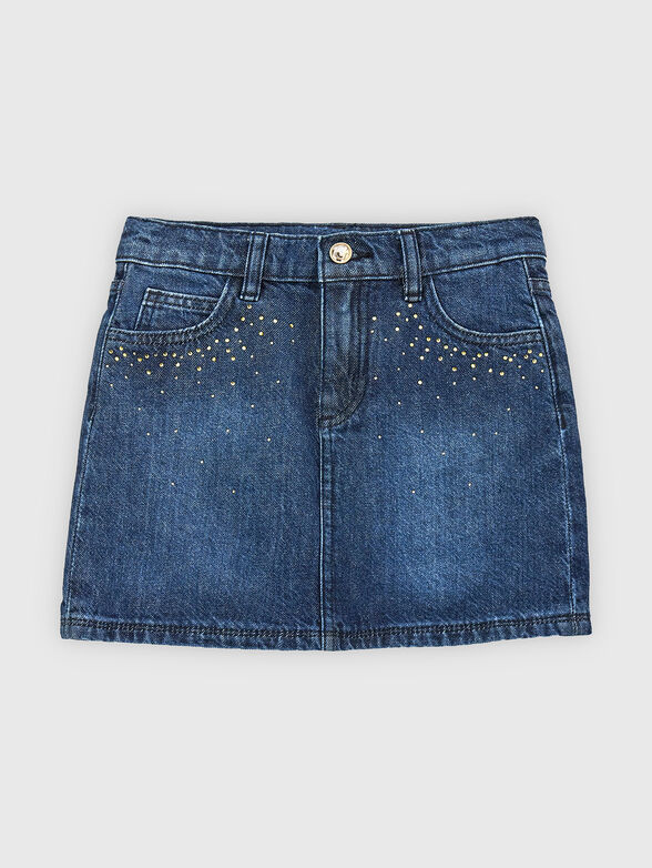 Denim skirt with appliqued rhinestones - 1