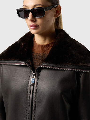 Loose fit shearling jacket - 4