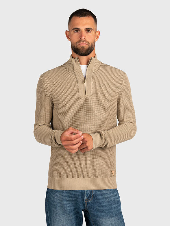 Cotton sweater with zip - 1