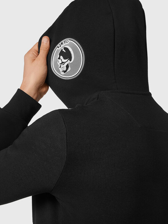 Black hooded sweatshirt with rhinestones - 2