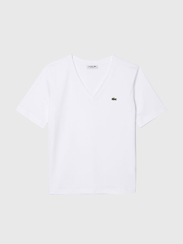 Black T-shirt with V-neck - 1