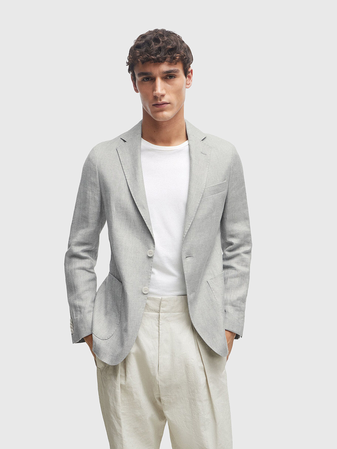 HANRY grey jacket in linen blend brand BOSS Globalbrandsstore en