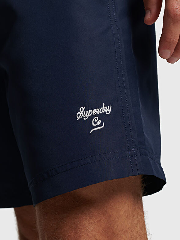 VINTAGE POLO blue beach shorts with embroidery - 5