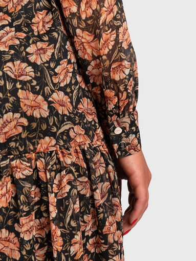 Dress with long sleeve and floral print - 4