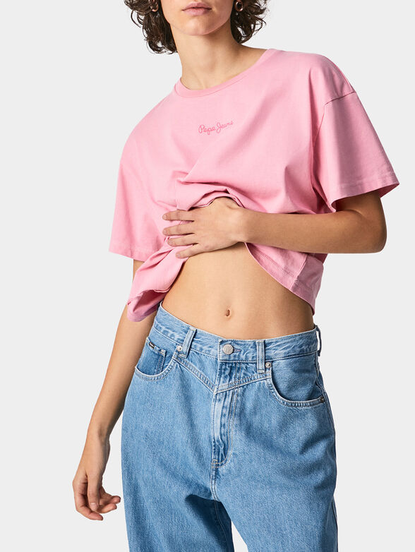 Light blue T-shirt NINA with logo detail - 1