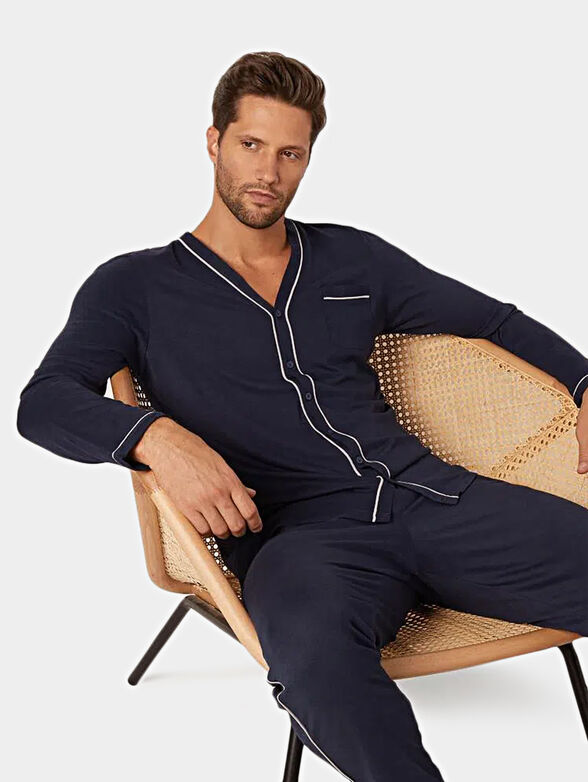 Blue pajamas with pocket - 3