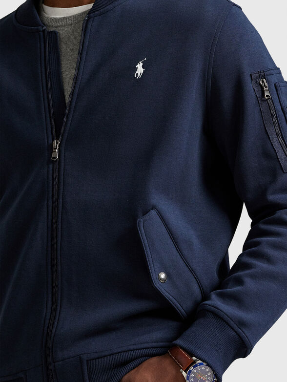 Cotton sweatshirt with zip and accent pockets - 3