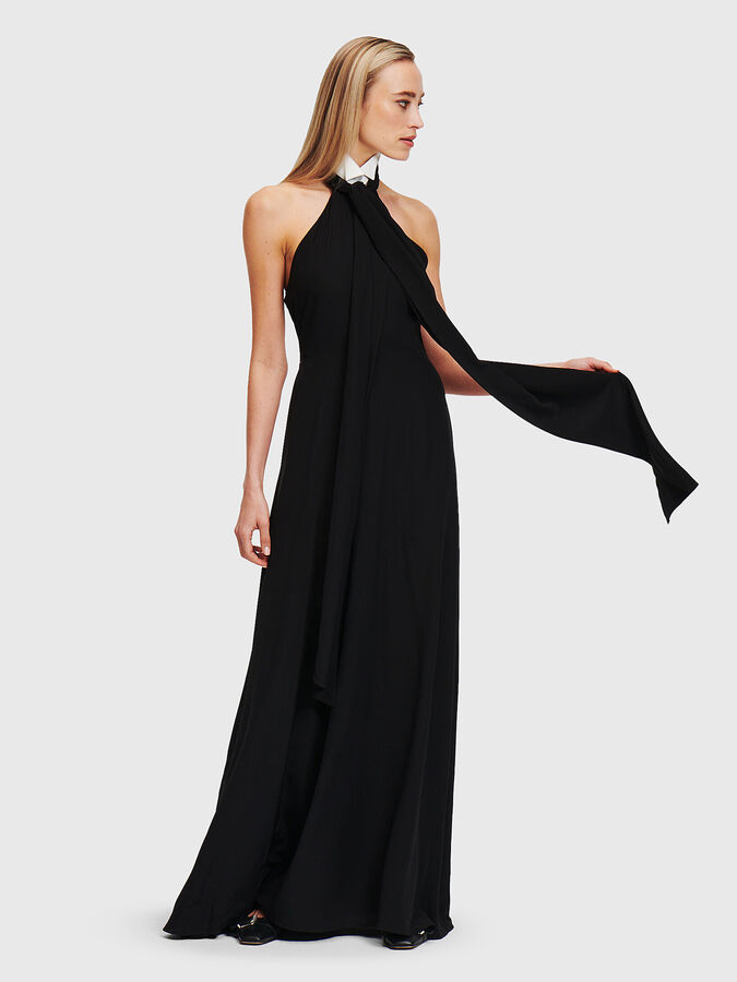Black maxi dress with removable collar brand Karl Lagerfeld   Globalbrandsstore.com/en