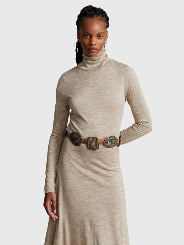 Wool blend dress with polo collar - 4