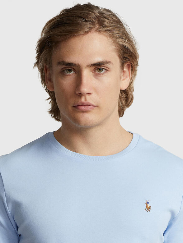 Light blue cotton T-shirt with embroidery - 4
