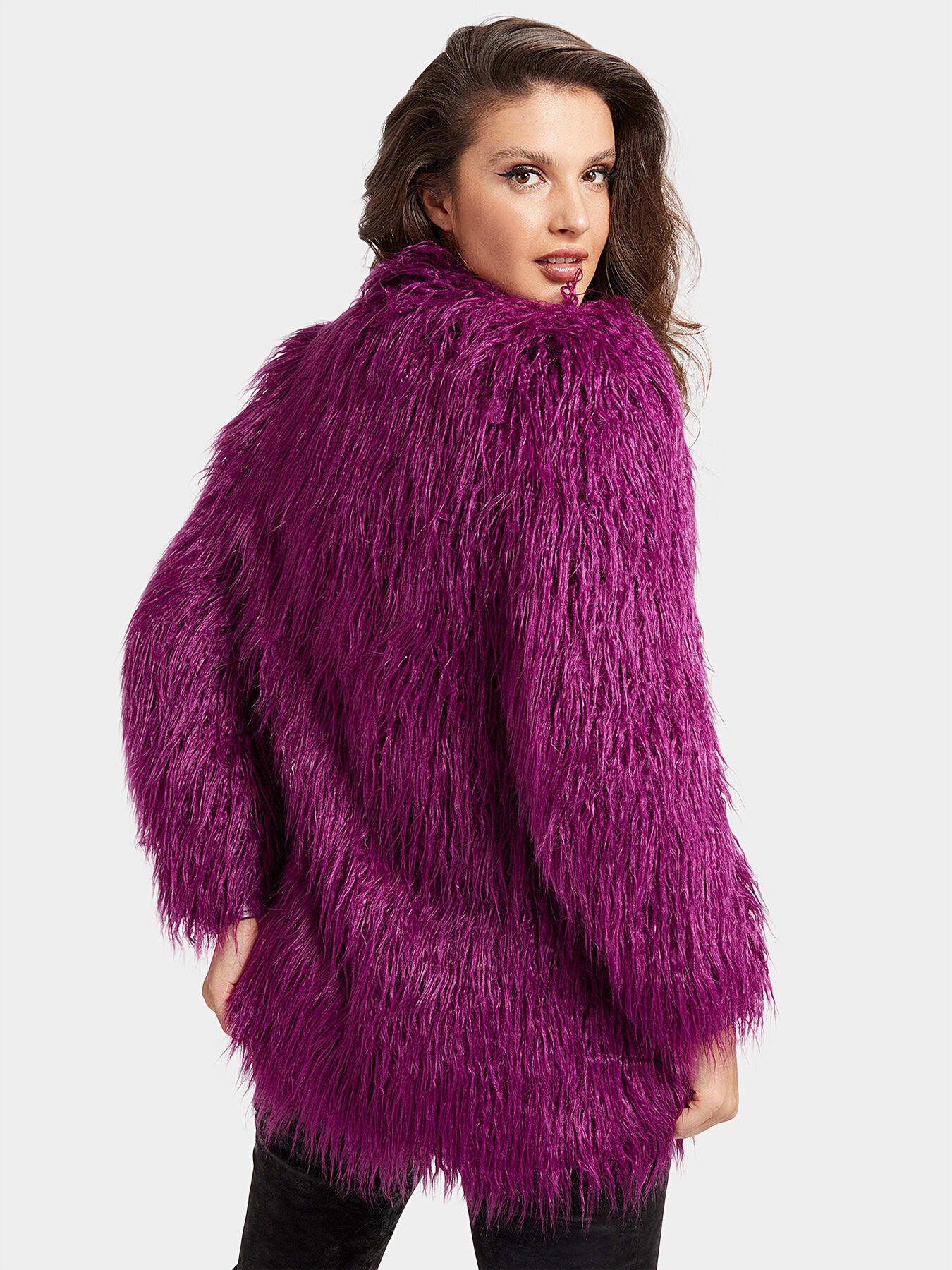 Guess pink faux fur coat hot sale