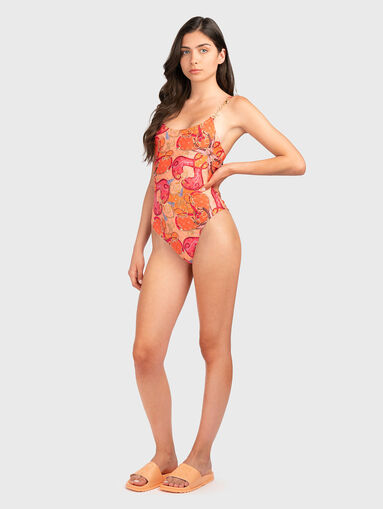 One piece swimsuit with accent print - 5