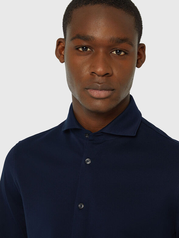 Cotton shirt in dark blue - 4