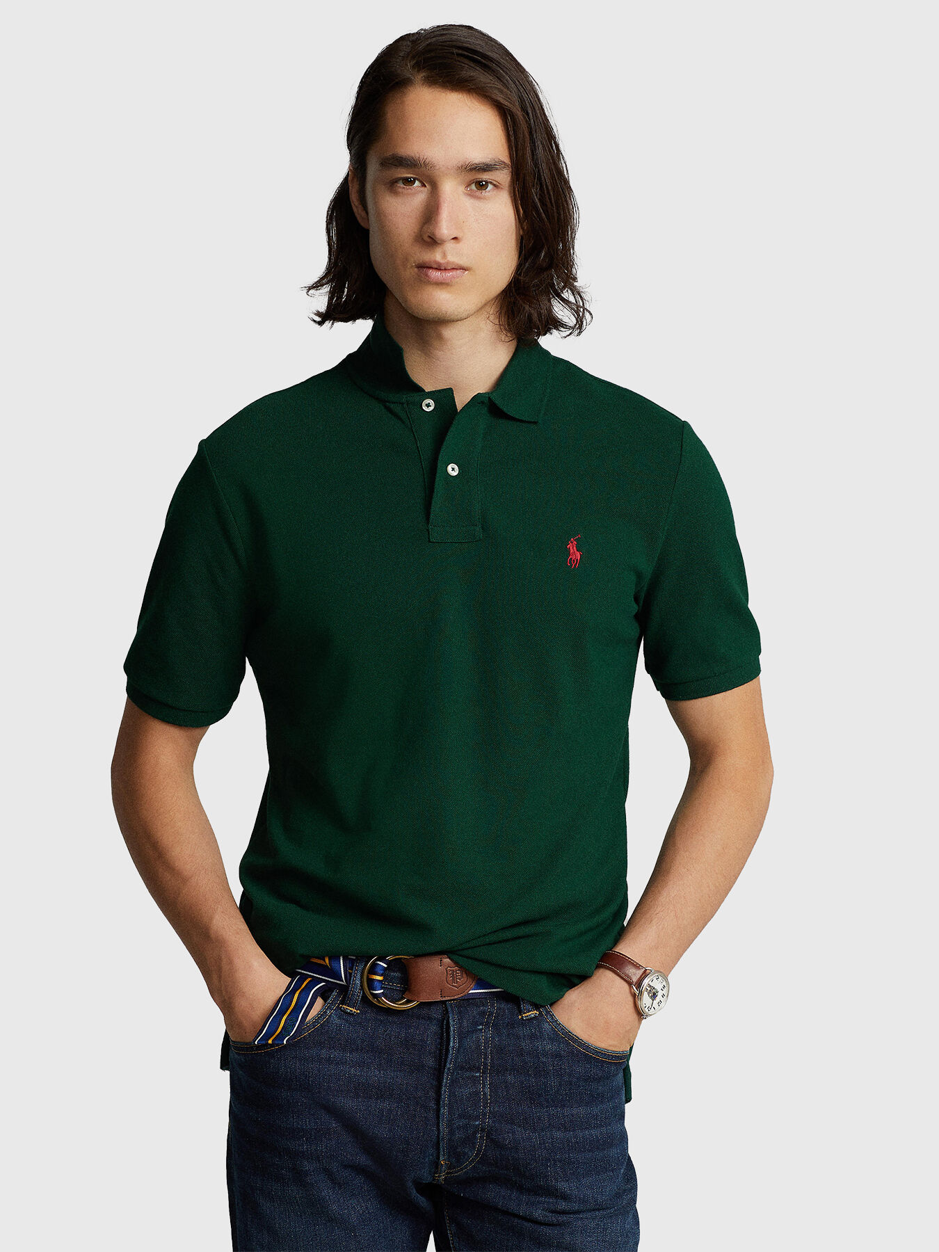 Polo shirt in dark green colour brand POLO RALPH LAUREN Globalbrandsstore en