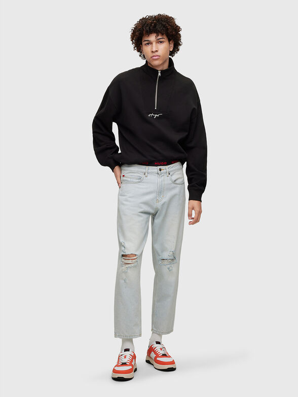 Light blue jeans with distressed effect - 4