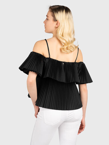 Black pleated top with ruffle - 3