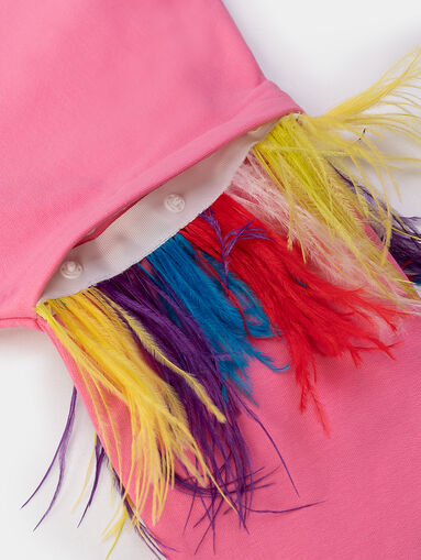 Dress with accent feathers and logo - 3