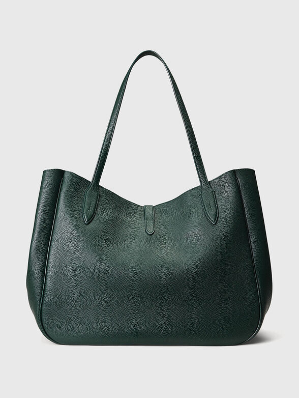 Green leather tote bag - 3