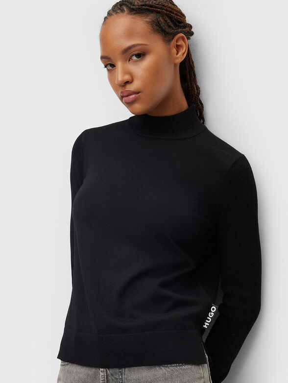 Black sweater with polo collar - 4