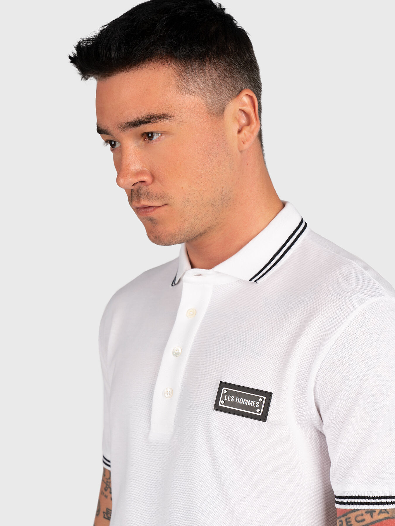 Tシャツ・カットソー Logo Patch Polo Shirt Black cotton polo shirt with logo patch brand LES HOMMES