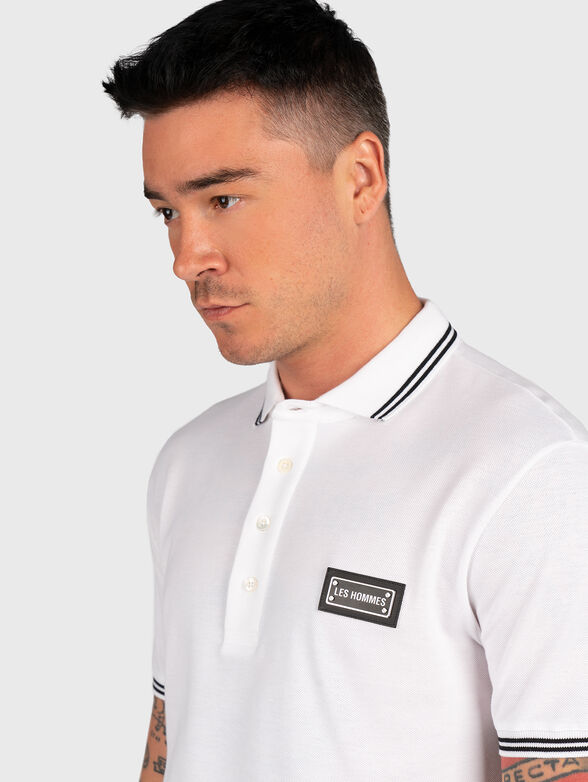 Black cotton polo shirt with logo patch - 4