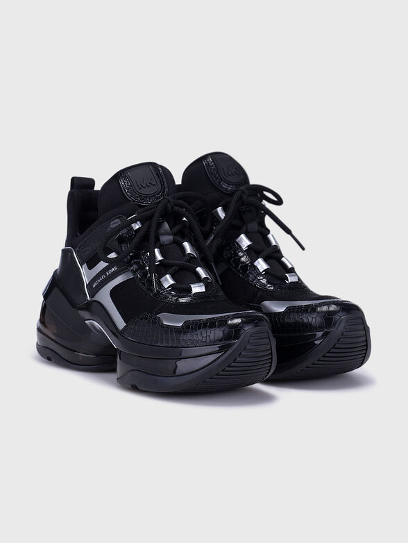 OLYMPIA black sports shoes with silver accents - 2