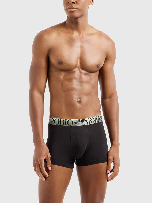 Cotton boxers with contrasting logo detail - 1