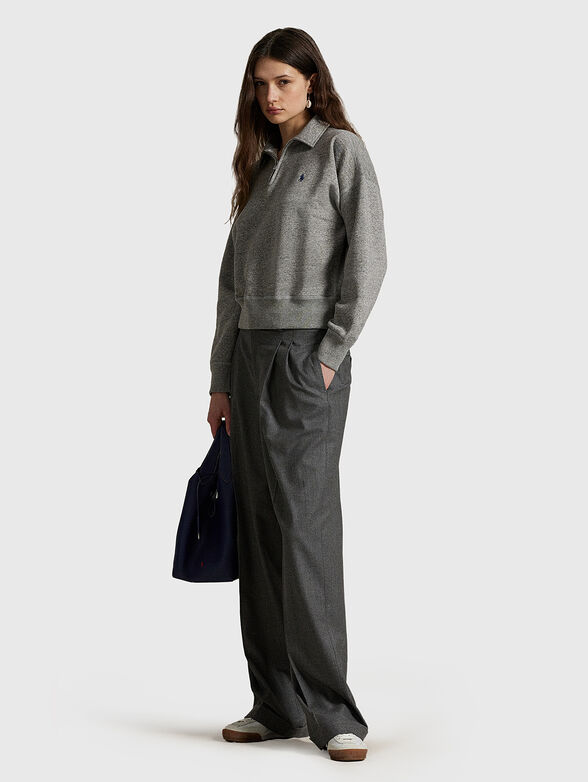 Grey cotton sweatshirt with zip - 2