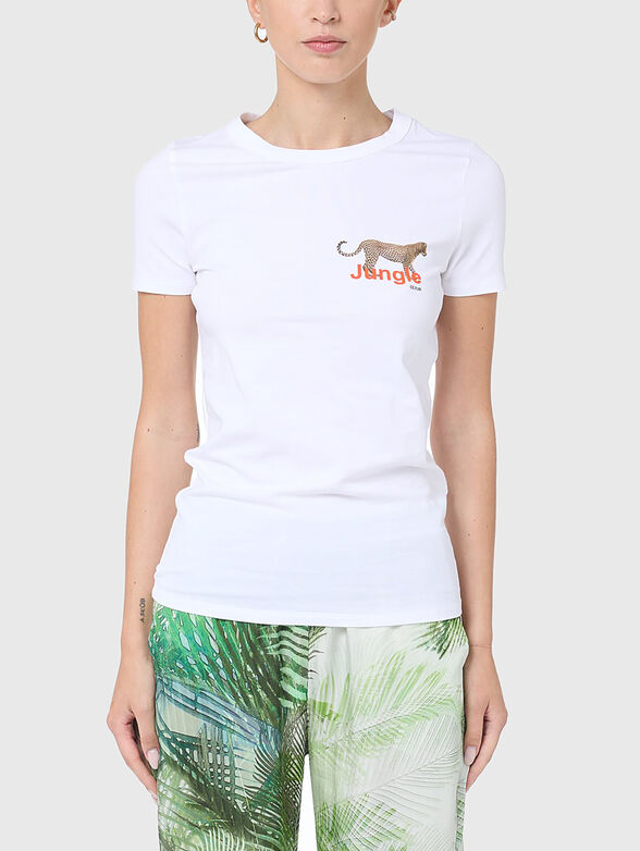 Printed T-shirt in white  - 0