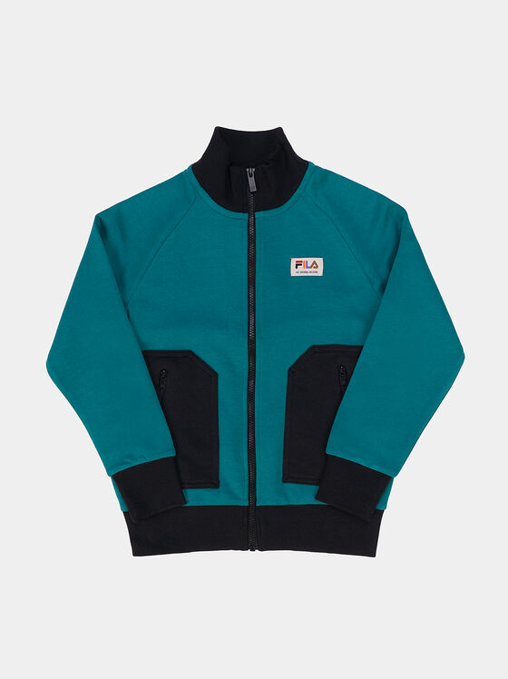 Blue sweatshirt with accent pockets - 1